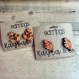 Wooden Fall Leaf Studs